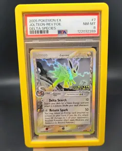 PSA 8 NM/MT 2005 Pokemon EX Delta Species Stamped #7 Jolteon Reverse Holo - Image 2