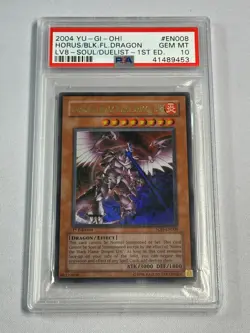 YUGIOH PSA 10 Horus the Black Flame Dragon LV8 SOD-EN008 Ultra Rare 1st Edition - Image 1