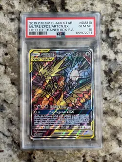 PSA 10 - Pokemon 2019 SM Black Star Promo Moltres Zapdos Articuno GX SM210 - Image 1
