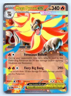 Pokemon Mega Pyroar ex ME04: Chaos Rising CRI DOUBLE RARE HOLO 015/086 NM - Image 1