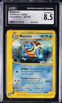 2002 POKEMON EXPEDITION #36/165 BLASTOISE CGC 8.5 - Image 1