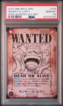 WANTED Alt Art Monkey D. Luffy One Piece OP09 Emperors/New World Japanese PSA 10 - Image 1
