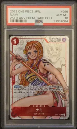 2022 ONE PIECE JAPANESE 25TH ANNIVERSARY PREMIUM CARD COLLECTION #016 NAMI PSA10 - Image 1