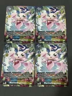X4 Bandai Digimon Card Game EX2 MarineAngemon EX2-018 Blue 4 Card Lot - Image 1