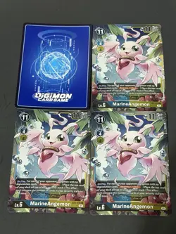 X4 Bandai Digimon Card Game EX2 MarineAngemon EX2-018 Blue 4 Card Lot - Image 2