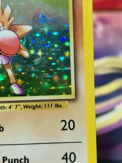 Pokemon TCG Hitmonchan Base Set Holo Unlimited Rare Card 7/102 HEAVY PLAY BEND! - Image 5