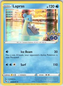 Lapras 023/078 Holo Rare Pokemon GO Pokemon NM - Image 1