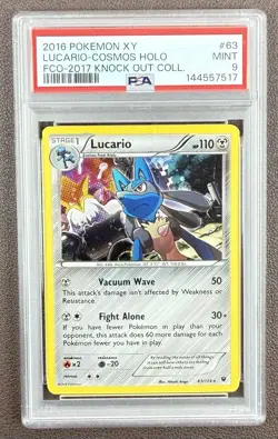 Lucario-Cosmos Holo Fco-2017 Knock Out Coll. Pokemon Xy Fates Collide 63 PSA 9 - Image 1
