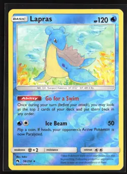 Pokemon TCG - Lapras Reverse Holo Rare SM - Lost Thunder 56/214 NM - Image 1