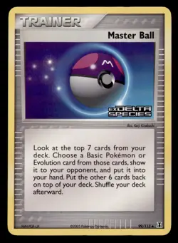 Master Ball 99/113 Uncommon Delta Species Pokemon Reverse Holo Lightly Played - Image 1