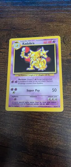 Kadabra 32/102 Uncommon Base Set Unlimited Pokemon Lightly Played - Image 1