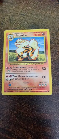 Arcanine 23/102 Uncommon Base Set Unlimited Pokemon Lightly Played - Image 1