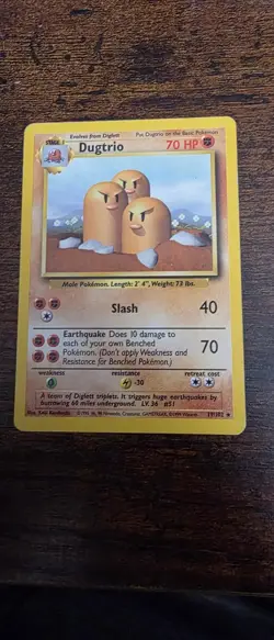 Dugtrio 19/102 Rare Base Set Unlimited Pokemon Lightly Played - Image 1