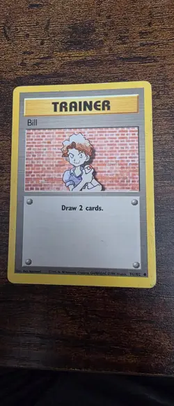 Bill 91/102 Common Base Set Unlimited Pokemon Lightly Played - Image 1