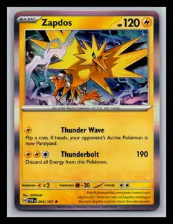 Pokemon TCG Twilight Masquerade Zapdos TWM 065/167 NM Holo - Image 1