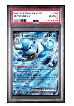 PSA 10 GEM MINT Blastoise Ex #009, 2023 Pokemon 151, MEW EN - Image 1
