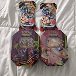 Pokemon Moonlit Tin Mega Clefable & Gengar (Set of 2 Tins) SEALED + 2 CR Packs - Image 1