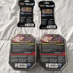 Pokemon Moonlit Tin Mega Clefable & Gengar (Set of 2 Tins) SEALED + 2 CR Packs - Image 2