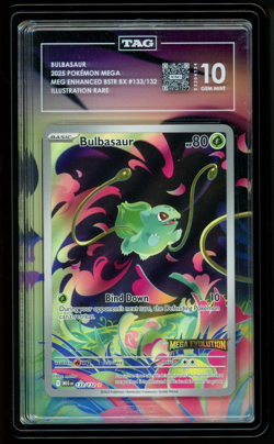 2025 Pokemon Mega Evolution Stamped 133/132 Bulbasaur IR TAG 10 Custom Guard - Image 1