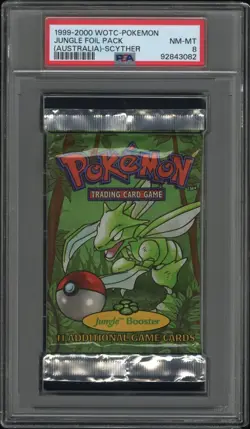PSA 8 ⭐ Pokemon Jungle (Scyther - Australian Red Logo) Sealed Booster Pack WotC - Image 1