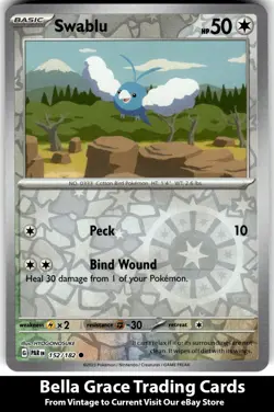 Swablu #152/182 SV04: Paradox Rift Pokemon Common Reverse Holo - Image 1