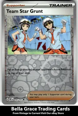 Team Star Grunt #195/198 Scarlet & Violet Base Set Pokemon Uncommon Reverse Holo - Image 1