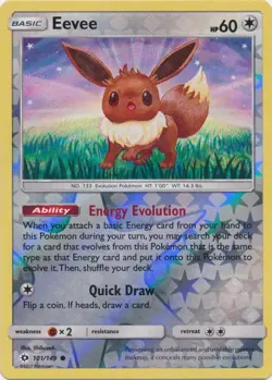 POKEMON EEVEE 101/149 REVERSE HOLO SUN & MOON BASE SET LP - Image 1