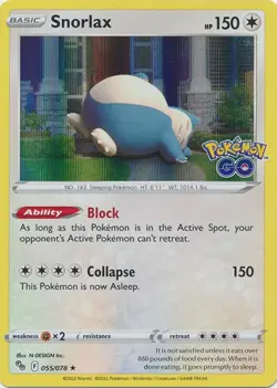 Snorlax 055/078 Holo Rare Pokemon GO Pokemon Holo Near Mint - Image 1