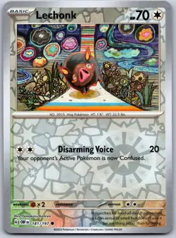 Lechonk 181/197 Common Obsidian Flames Pokemon Reverse Holo Near Mint - Image 1