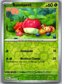Bounsweet 016/197 Common Obsidian Flames Pokemon Reverse Holo Near Mint - Image 1