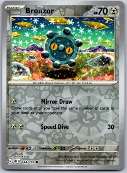 Bronzor 144/197 Common Obsidian Flames Pokemon Reverse Holo Near Mint - Image 1