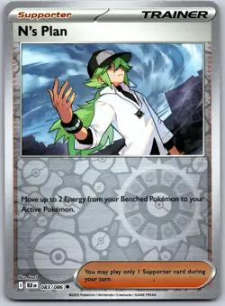 N's Plan 083/086 Uncommon Black Bolt Pokemon Reverse Holo Near Mint - Image 1