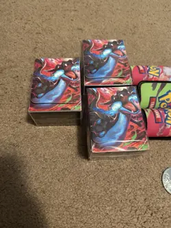 Pokemon TCG Mega Charizard X UPC Accessories Lot – Playmat Deck Box Sleeves Dice - Image 2