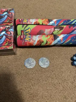 Pokemon TCG Mega Charizard X UPC Accessories Lot – Playmat Deck Box Sleeves Dice - Image 3