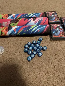 Pokemon TCG Mega Charizard X UPC Accessories Lot – Playmat Deck Box Sleeves Dice - Image 4