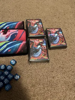 Pokemon TCG Mega Charizard X UPC Accessories Lot – Playmat Deck Box Sleeves Dice - Image 5