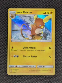 Alolan Raichu 30/30 Holo SM Trainer Kit: Lycanroc & Alolan Raichu Pokemon NM - Image 1