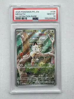 2025 POKEMON 106/094 MEOWTH PHANTASMAL FLAMES ILLUSTRATION RARE - PSA 10 - Image 1