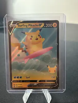 Pokemon TCG Surfing Pikachu VMax 009/025 Full Art Holo Rare Celebrations - Image 1