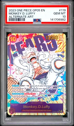 Monkey D. Luffy PSA10 2023 One Piece Op05-Awakening Alternate Art #119 - Image 1