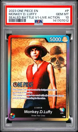 Monkey D. Luffy PSA10 2023 One Piece Promos Sealed Battle V1-Live Action #P - Image 1
