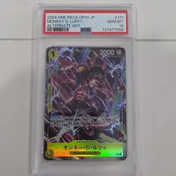 Monkey D. Luffy OP10-111 Alternate Art Holo PSA 10 One Piece CCG Card 2024 - Image 1