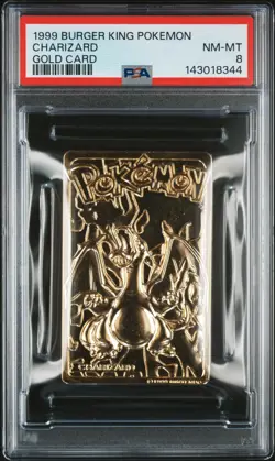 1999 BURGER KING POKEMON GOLD CARDS CHARIZARD PSA 8 - Image 1
