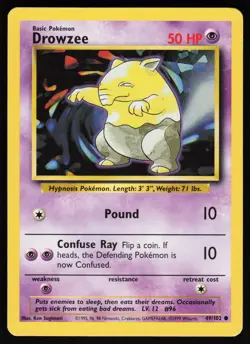 Drowzee 49 102 C Base Set Unlimited Pokemon Lightly Played - Image 1