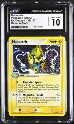 Pokemon Manectric 38/107 EX Deoxys Reverse Holo CGC 10 Gem Mint - Image 1