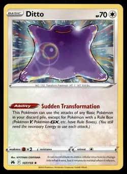 Ditto 107/159 Holo Rare Crown Zenith Pokemon Holo Near Mint - Image 1