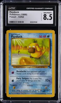 1999 POKEMON FOSSIL #53 PSYDUCK CGC 8.5 - Image 1