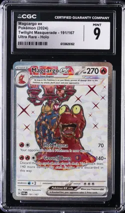 2024 POKEMON TWILIGHT MASQUERADE - ULTRA RARE - HOLO #191/167 MAGCARGO EX CGC 9 - Image 1