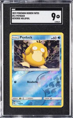 2019 POKEMON SUN & MOON HIDDEN FATES #11 PSYDUCK SGC 9 - Image 1