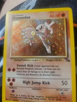 1999 Pokemon Fossil Unlimited Hitmonlee Rare Holo 7/62 - Image 2